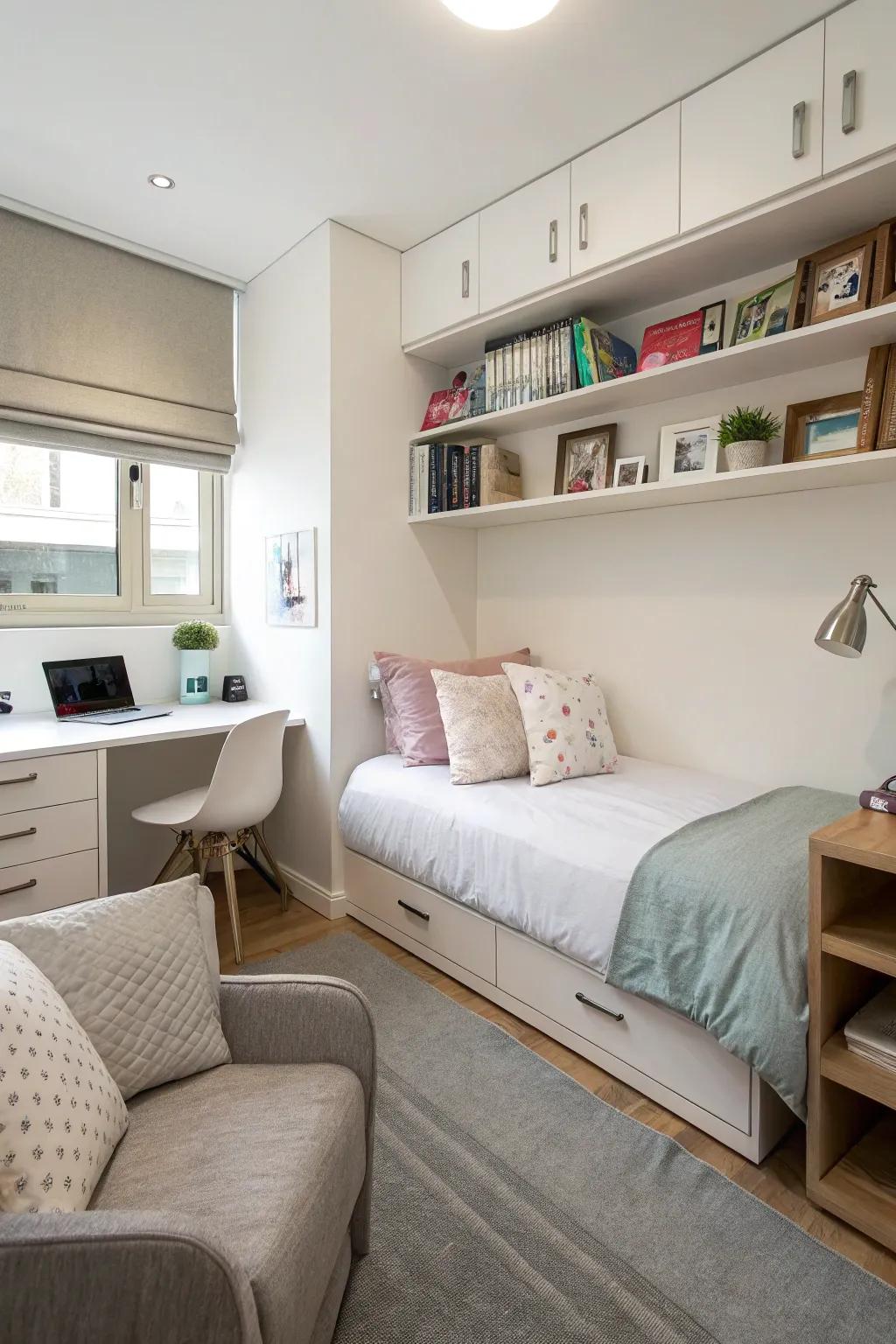 A strategic layout optimizes the room’s functionality
