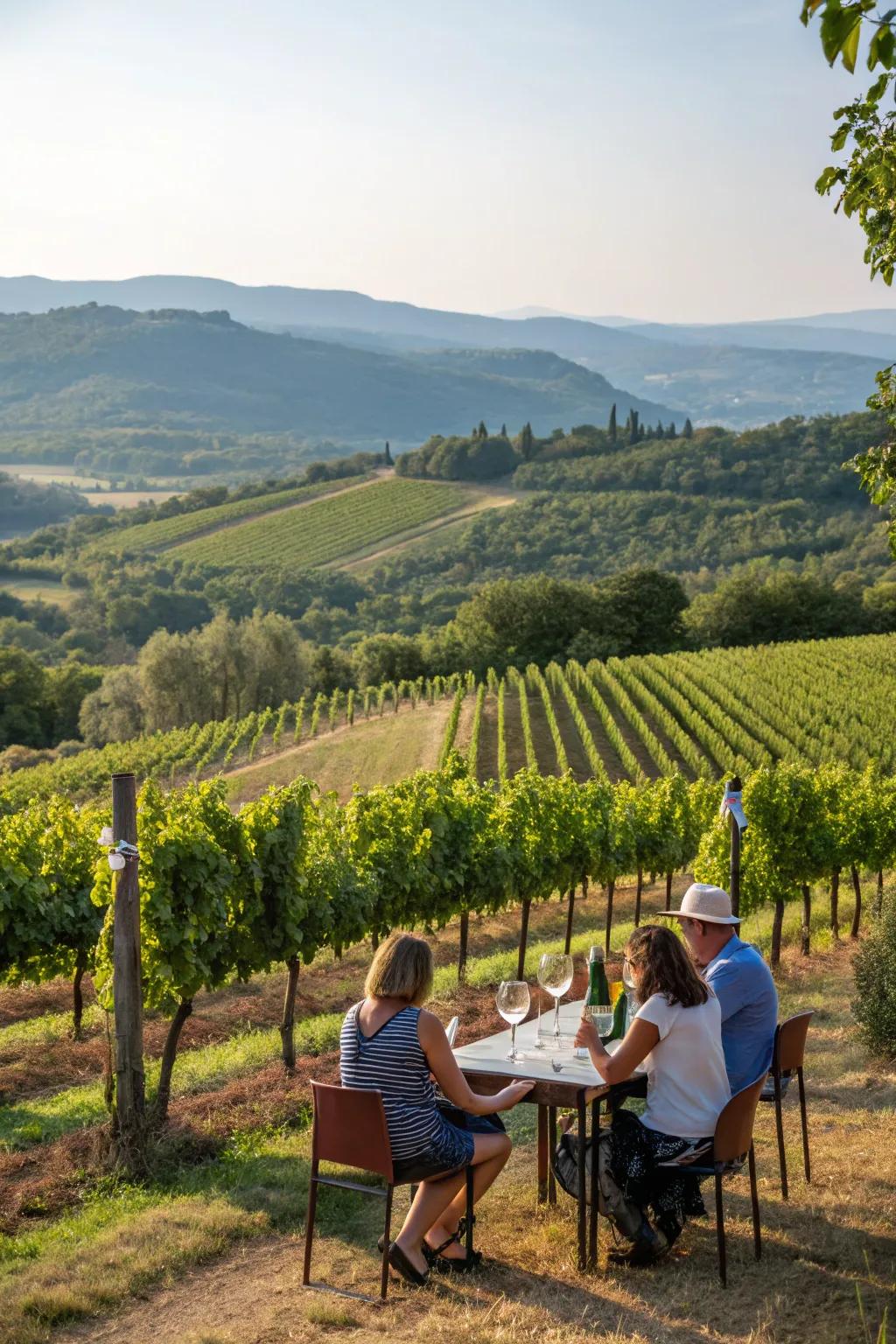 Enjoy a relaxing afternoon at a scenic vineyard.