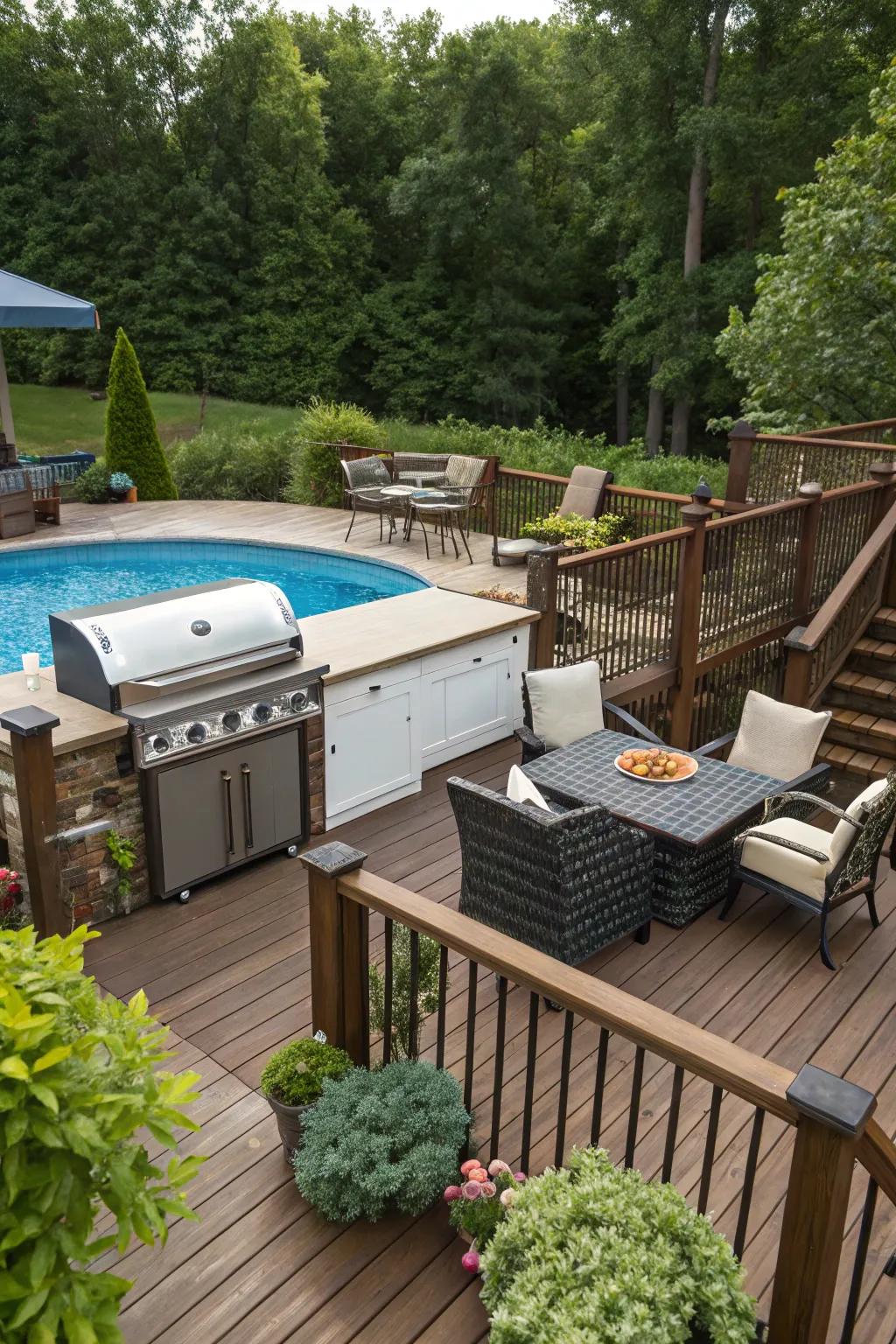 Elevate your pool deck into a hub of fun with integrated entertainment features.