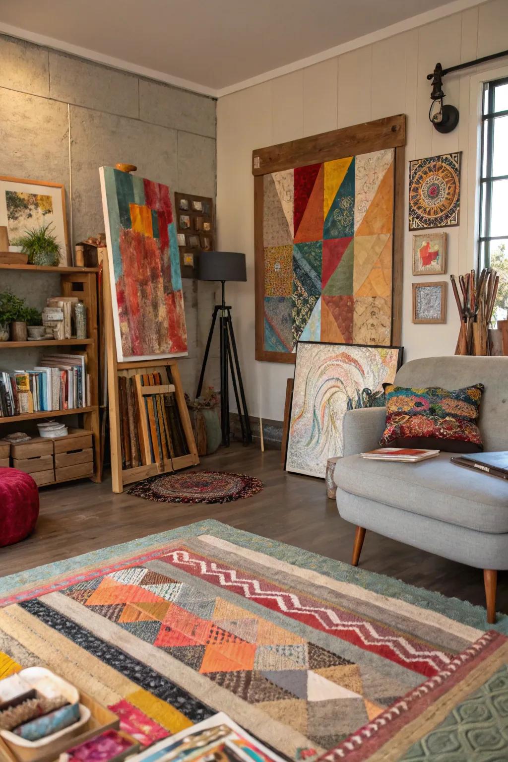 Varied medium art infuses distinctive character into your area.