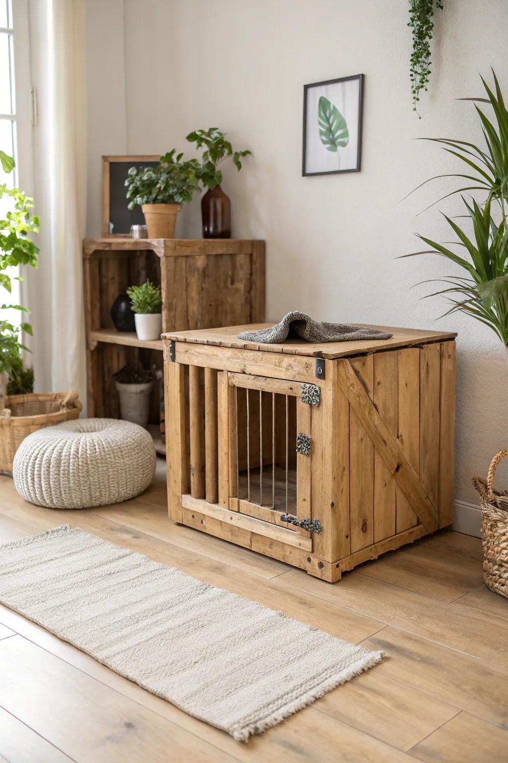 Timber and cane kennels deliver an essence of organic refinement.