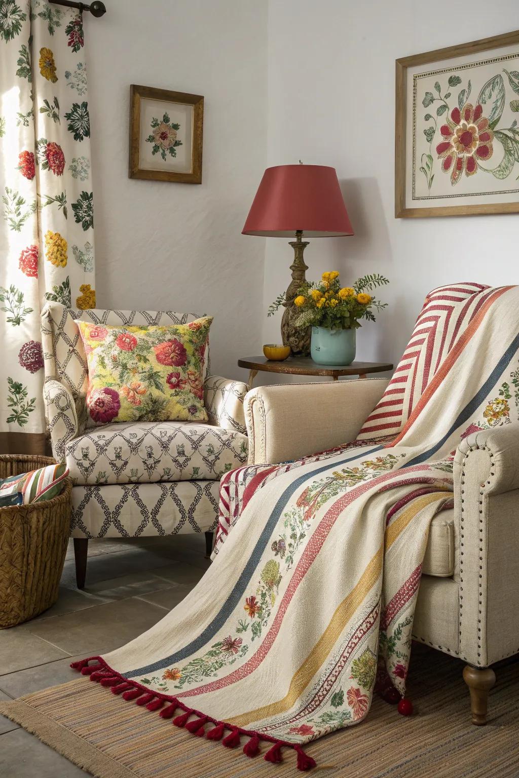 A lively blend of designs introduces visual fascination.