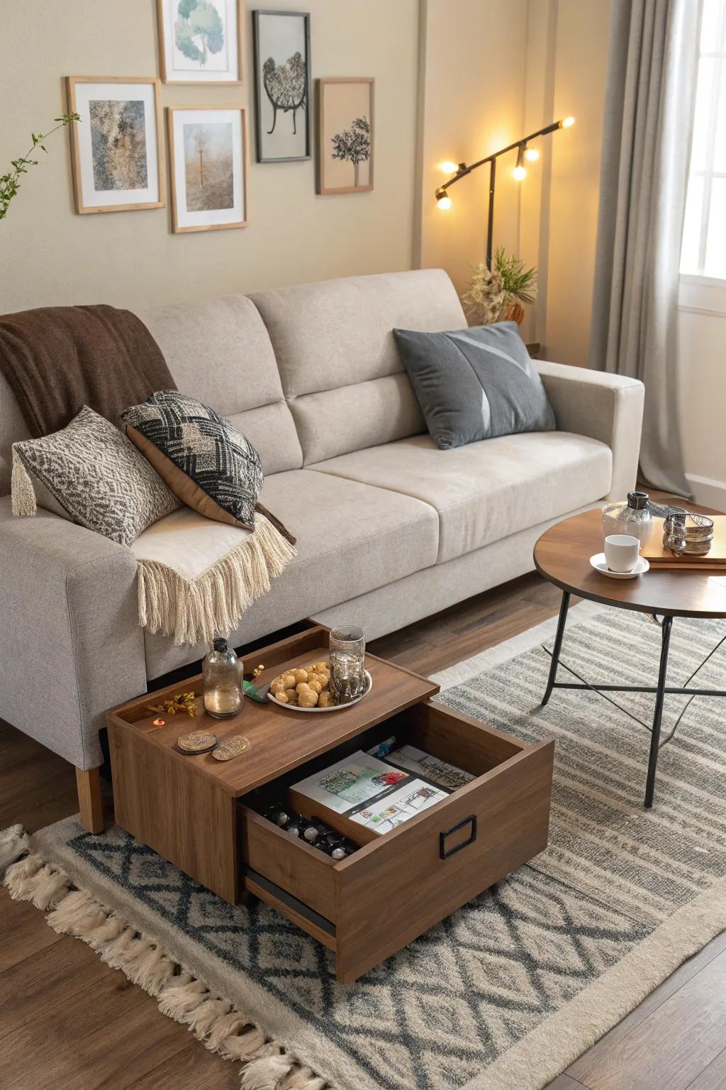 Multi-functional furniture maximizes utility while maintaining style.