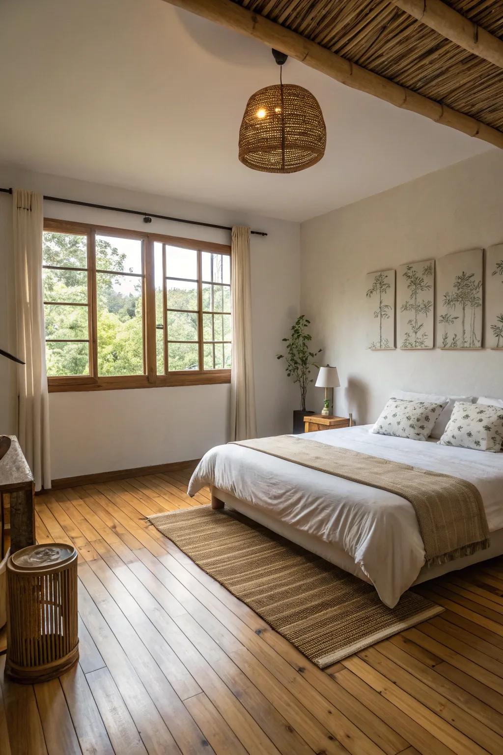 Durable bamboo flooring combines environmental responsibility with captivating exotic appeal.
