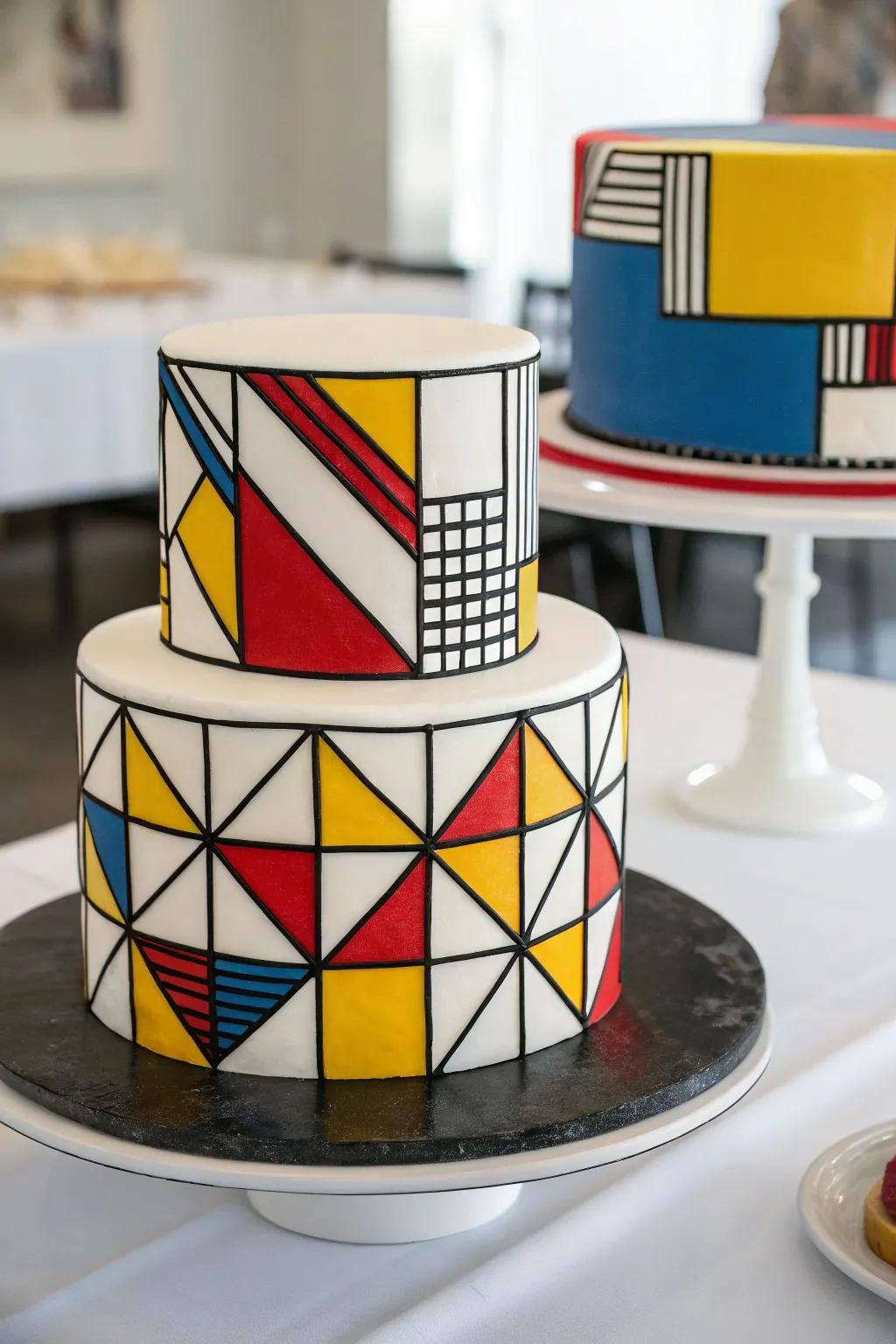 A Cubist cake lends a modern and artistic flair to your dessert selection.