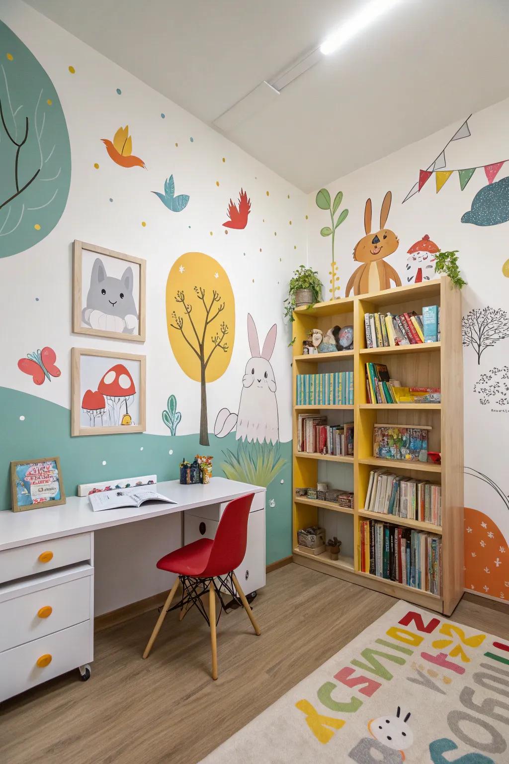 Whimsical artistry brings cheer and innovation to the study.