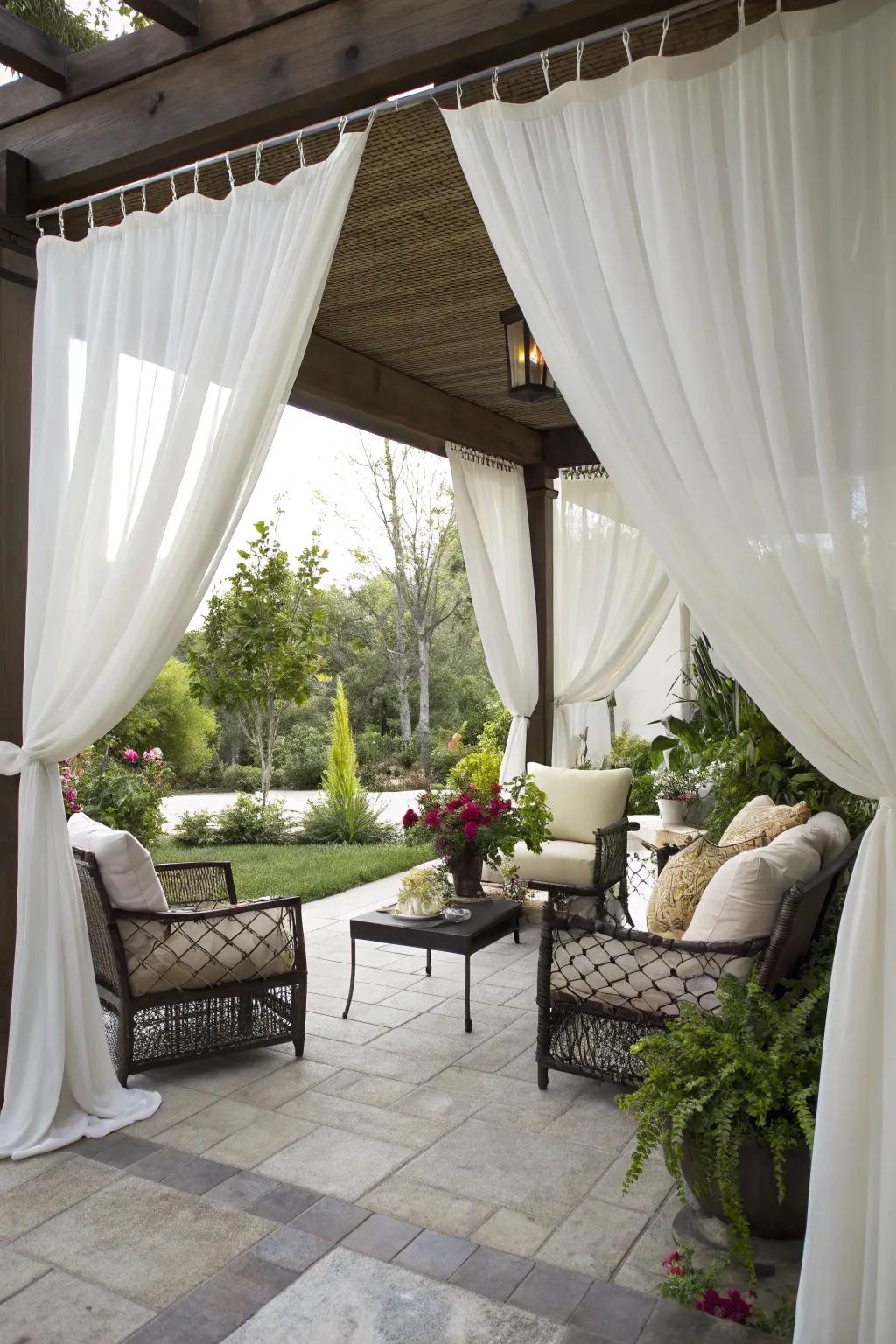 Exterior drapes grant seclusion and style to your patio.