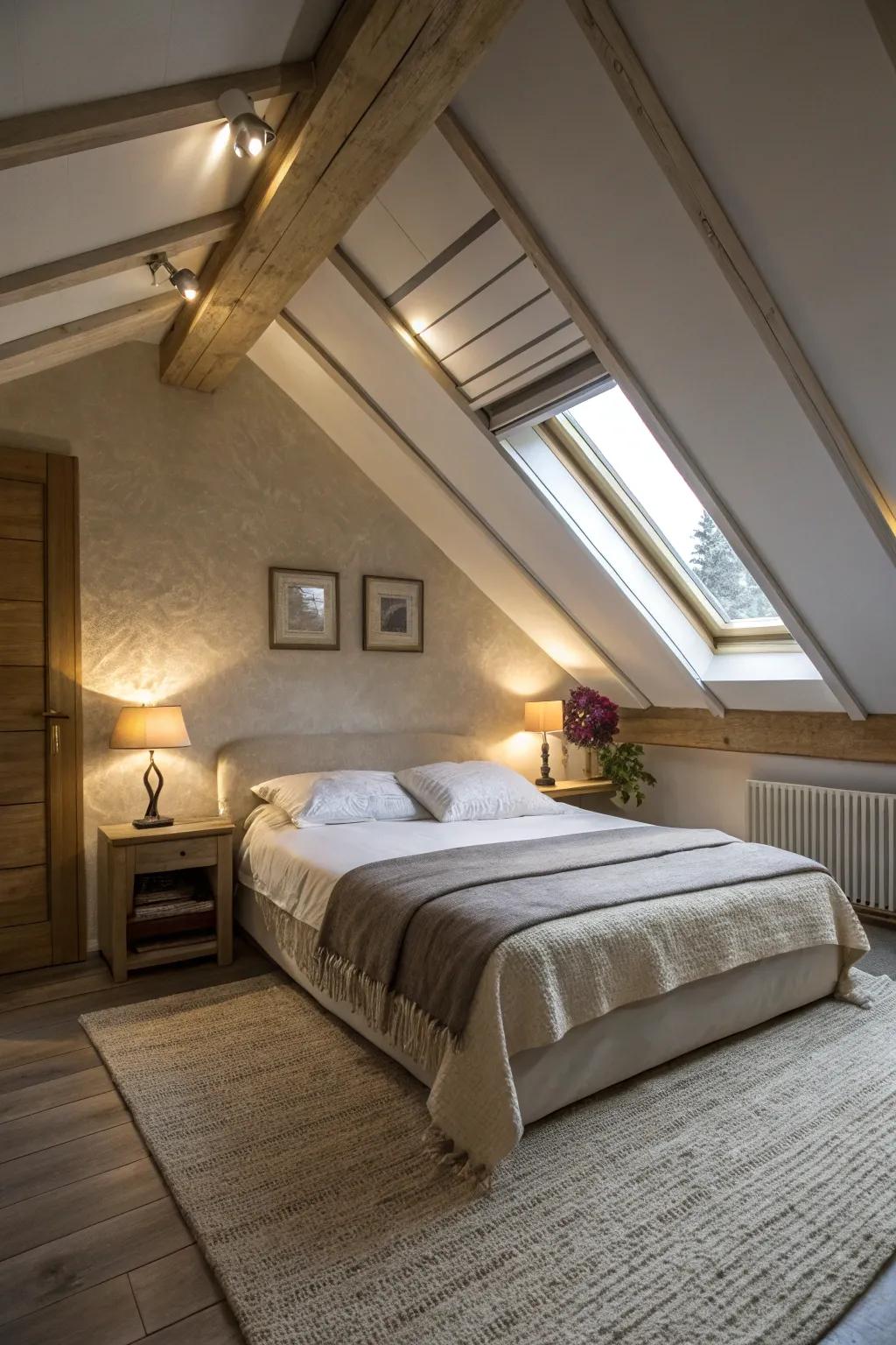 Turn your attic into a cozy and character-filled bedroom.