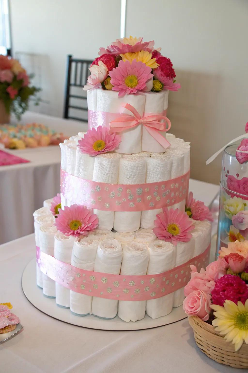 Useful and pretty wrap cake centerpiece.