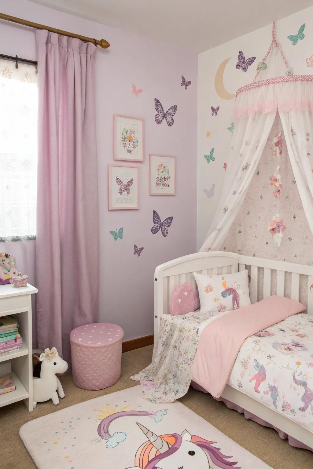 Themed accents enrich the room's character and charm.