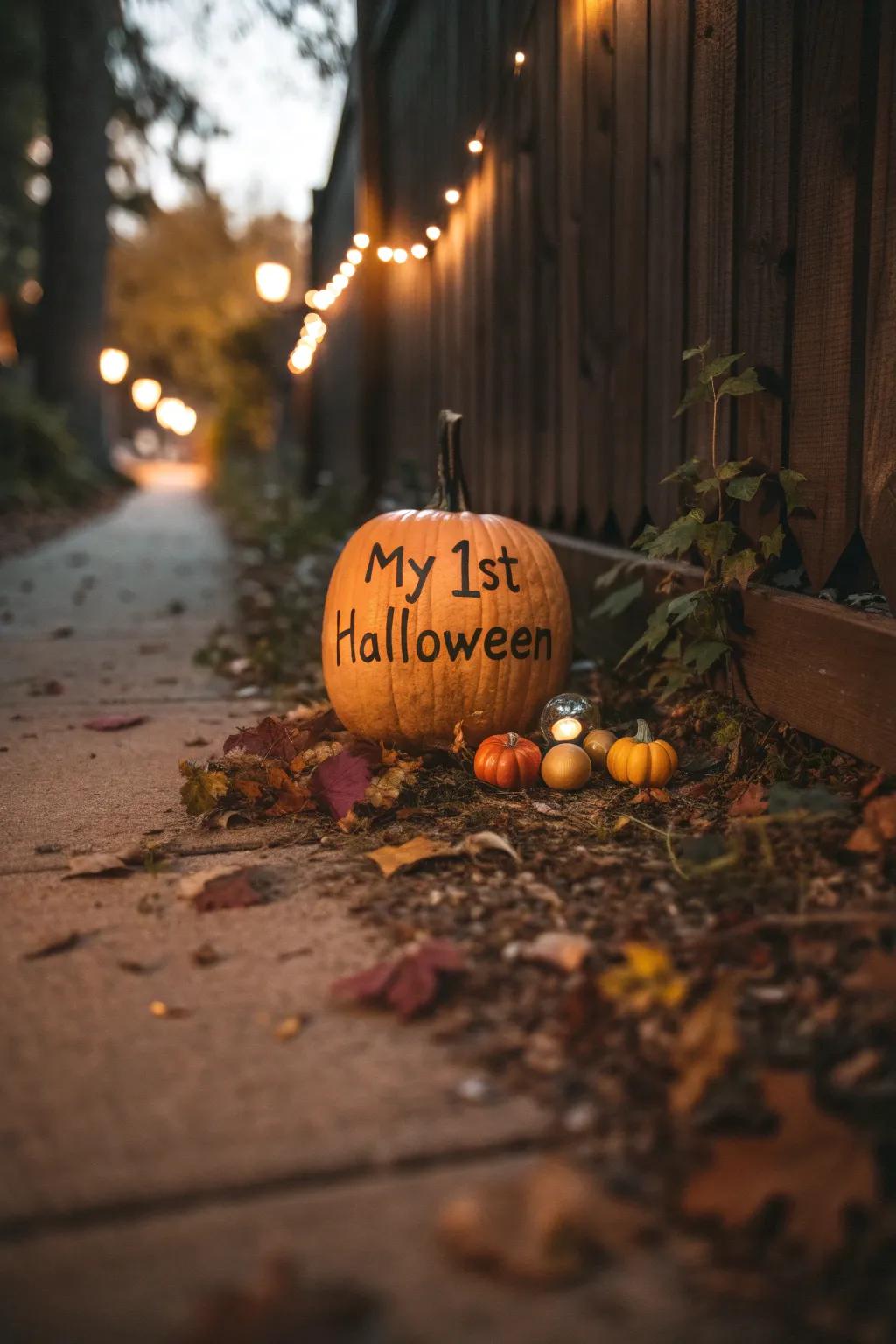 Commemorate baby's inaugural Halloween with a distinctive gourd.