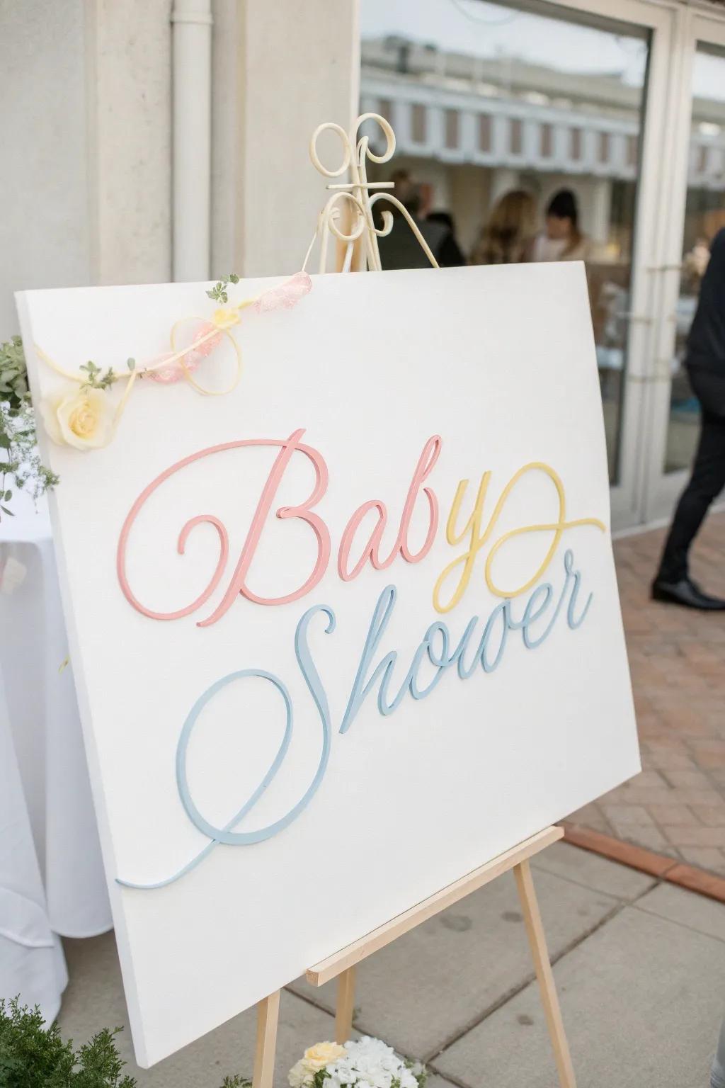 Elegant fonts elevate the sophistication of your baby shower signs.