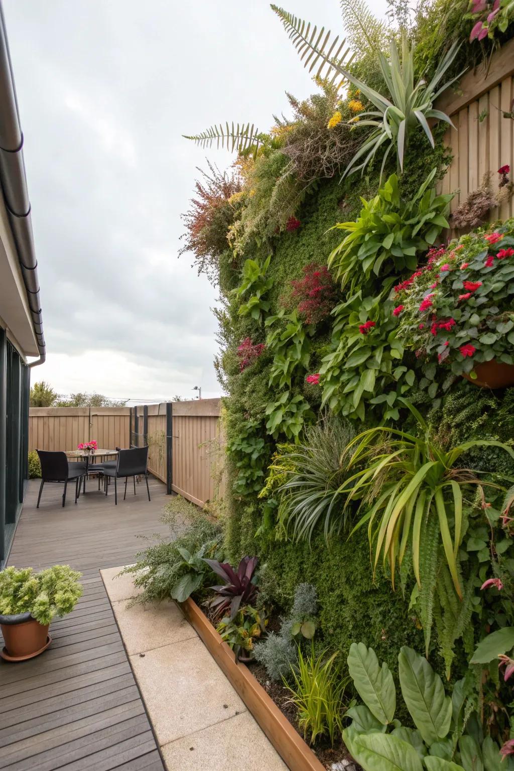 Upright gardens add greenery without losing space.