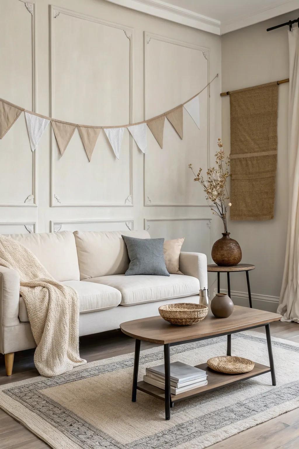 Minimalist banners create a serene and clutter-free environment.