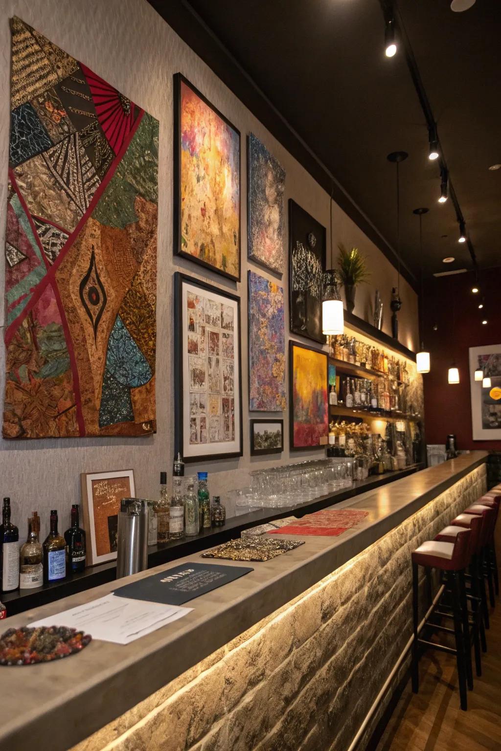 Mixed media art presents a unique take on traditional decor.