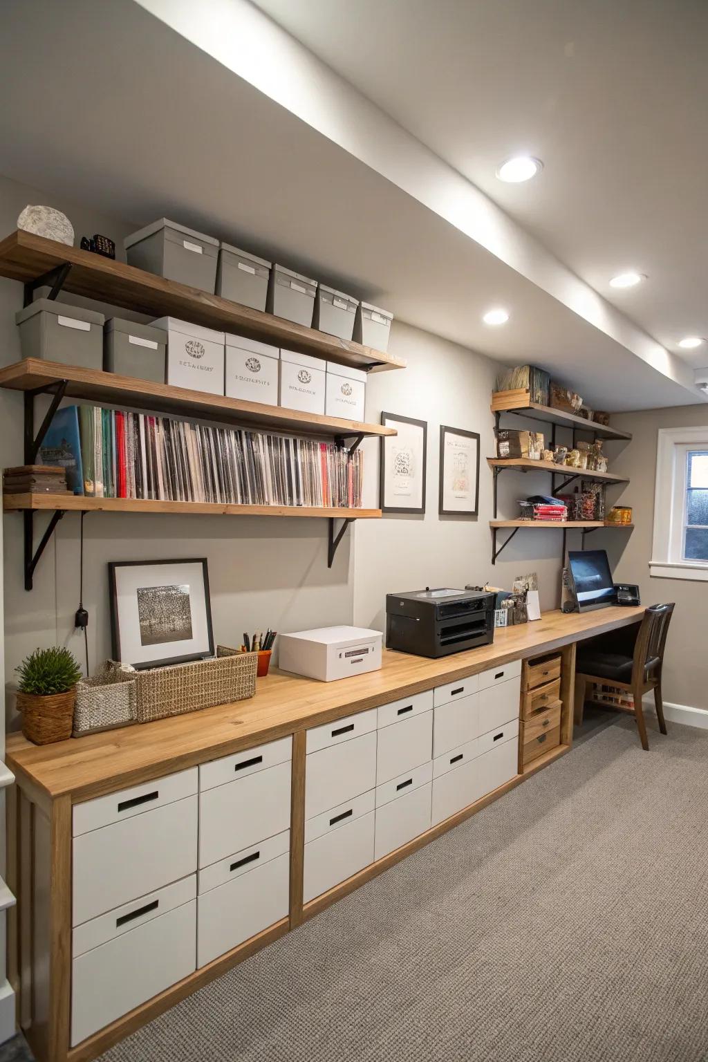 Smart storage keeps your workspace tidy and efficient.