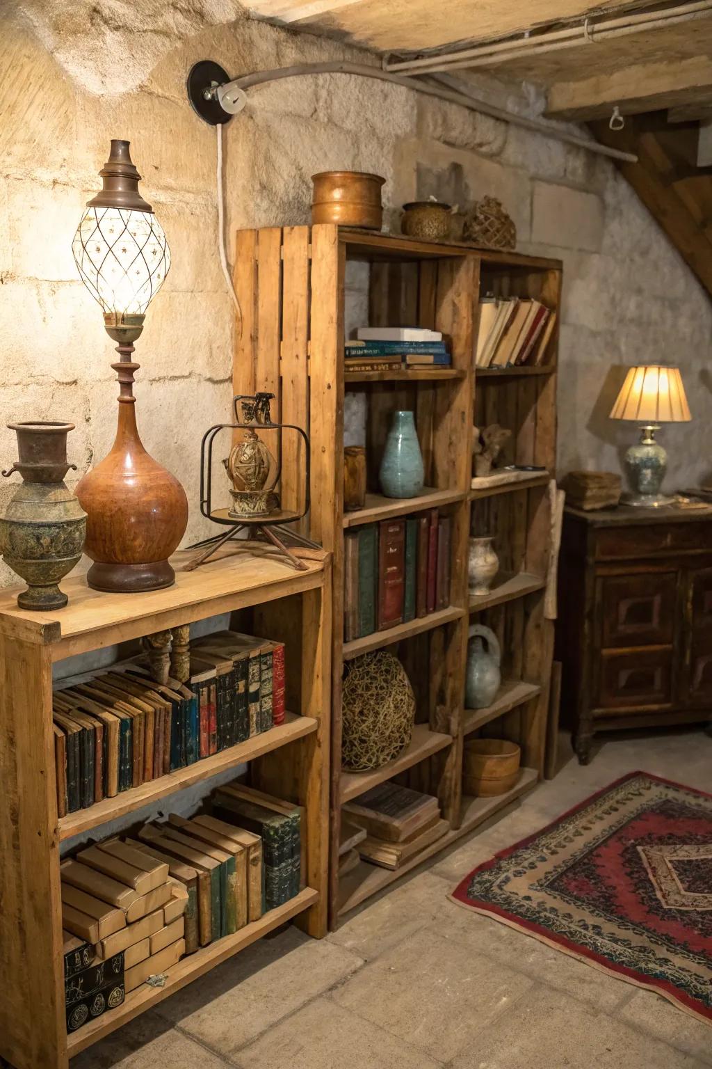 Repurposed furnishings add charm and sustainability to your storage solutions.