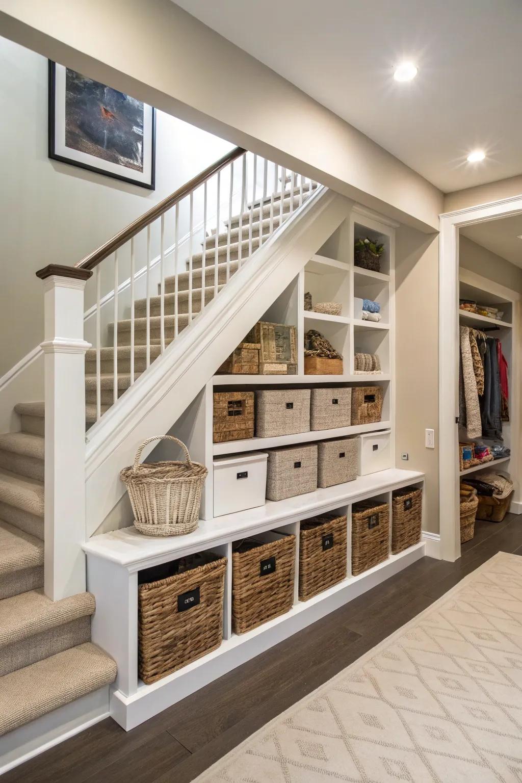 Under-stair storage delivers functionality and panache.