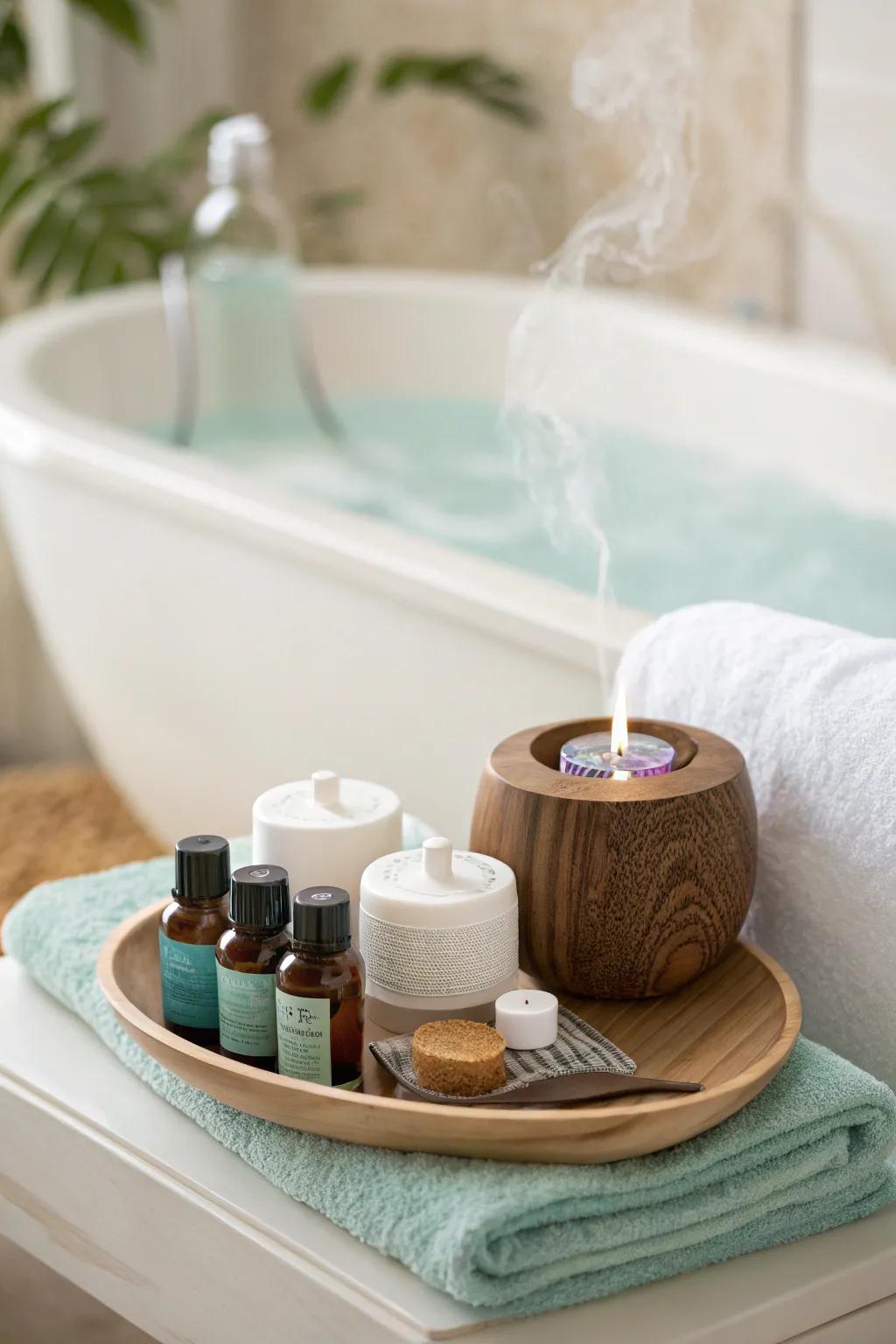 Transform your bath into a fragrance haven with calming scents.