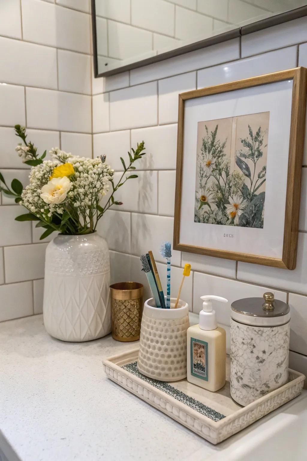Personalize your bathroom with art that mirrors your style.