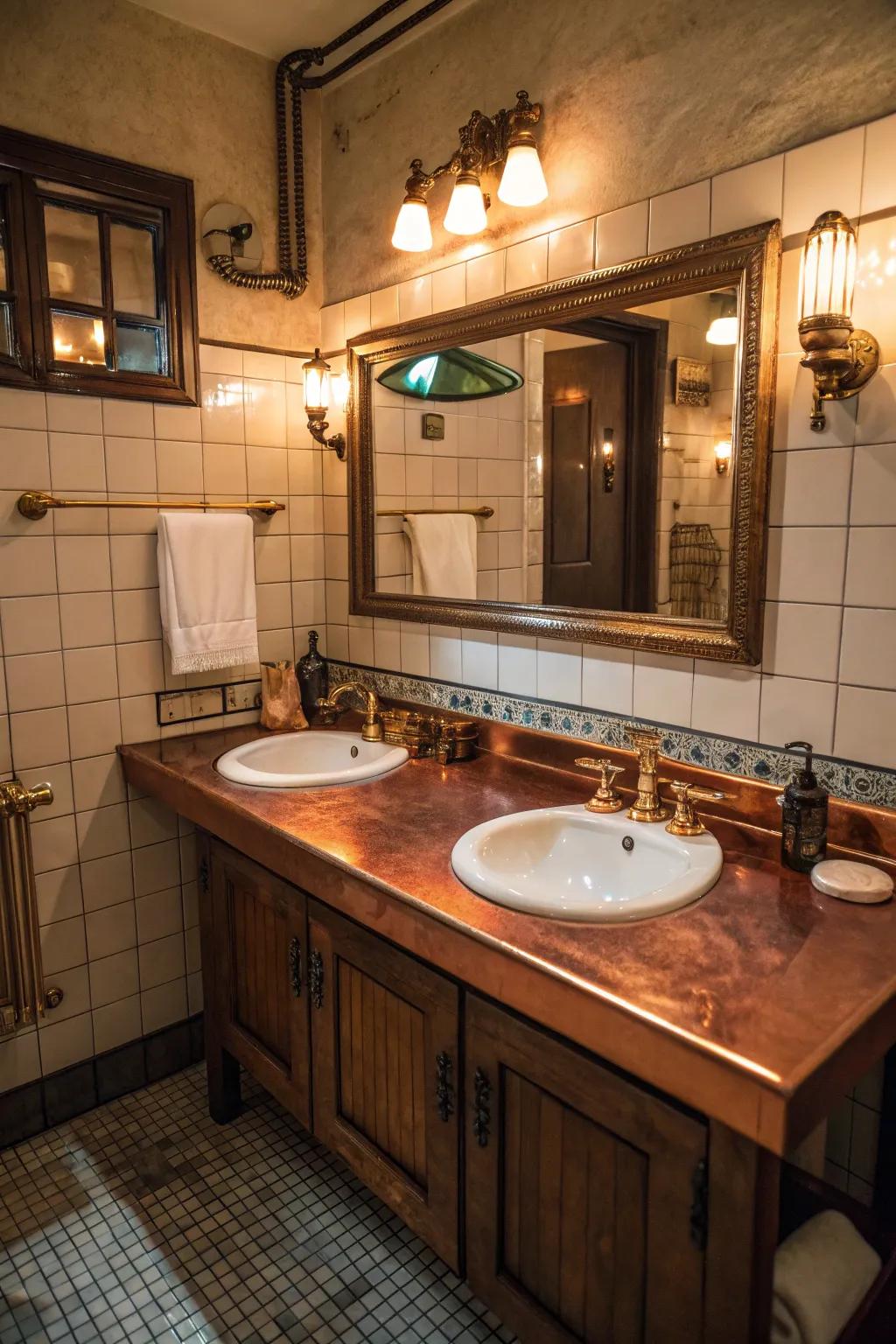 Bronze tone countertops develop a unique patina over time.