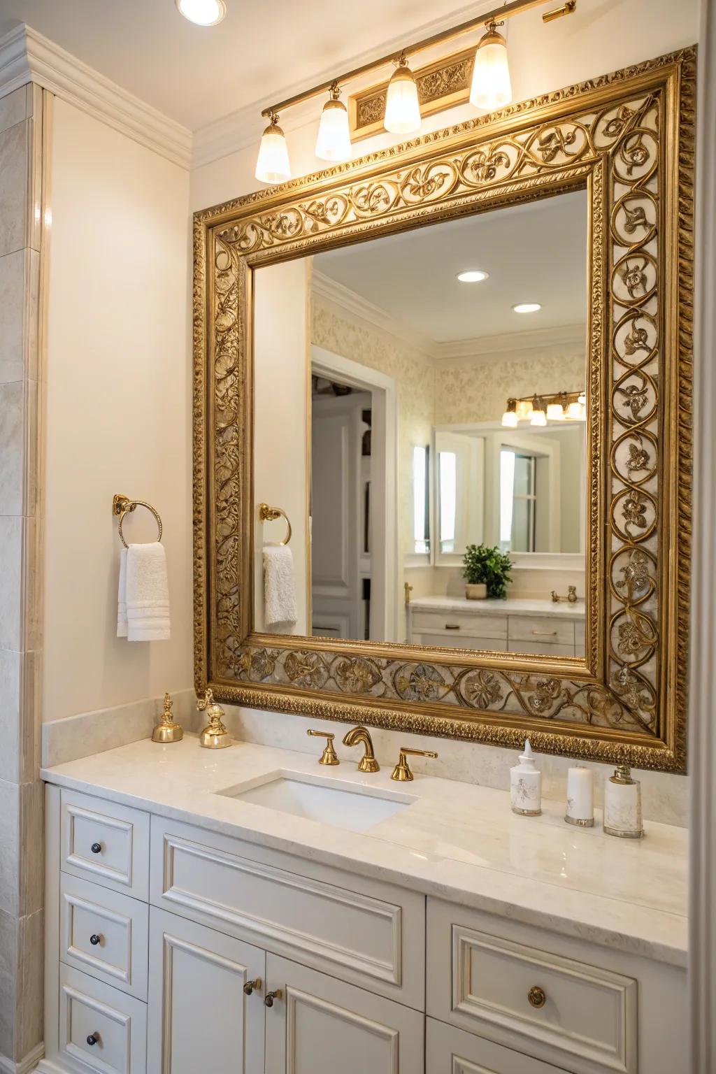 Decorative trim turns mirrors into stunning focal points.