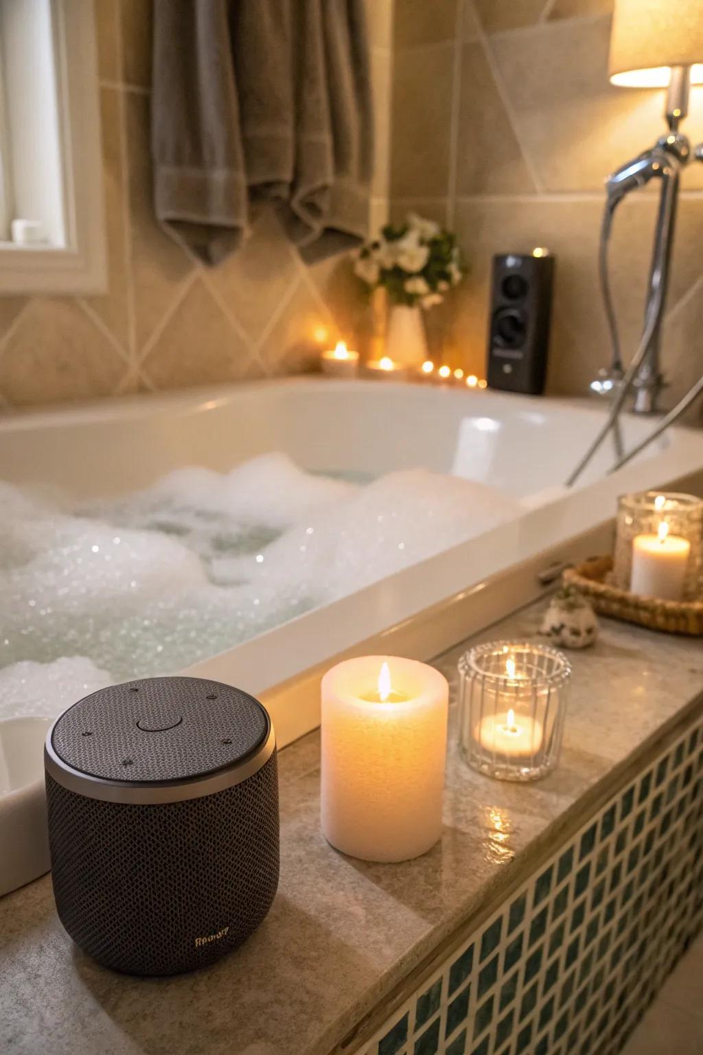 Pair your bath with calming spa music for ultimate relaxation.