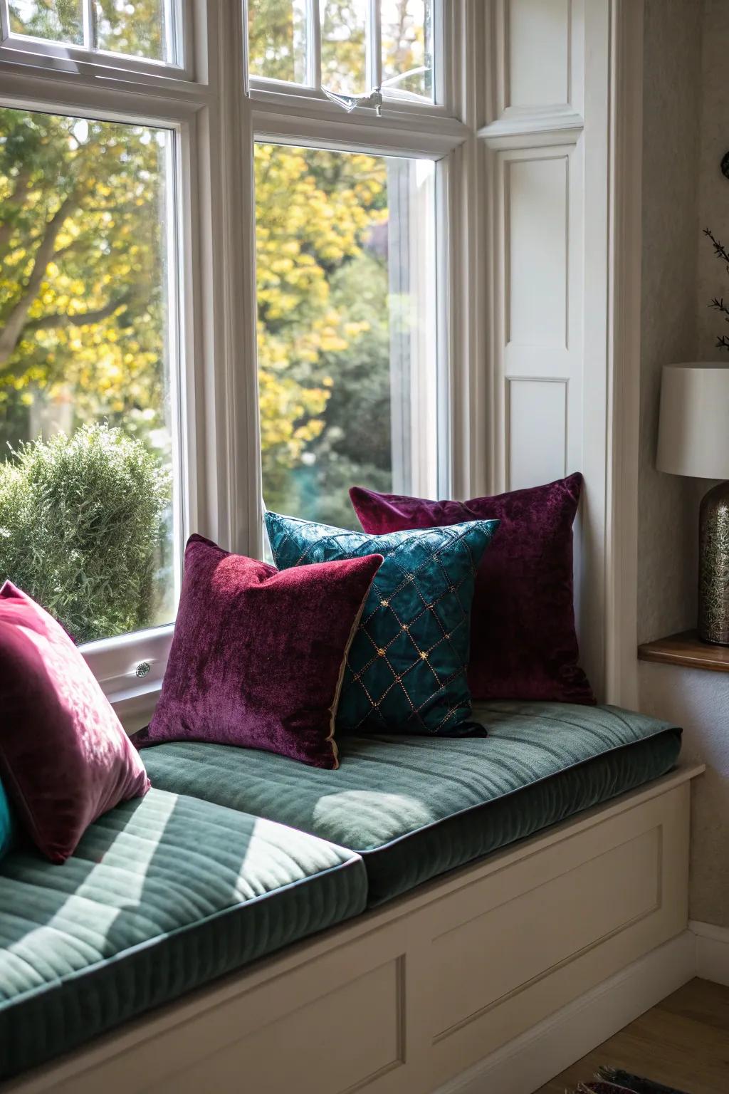 Velvet cushions deliver a note of luxury and class to your space.