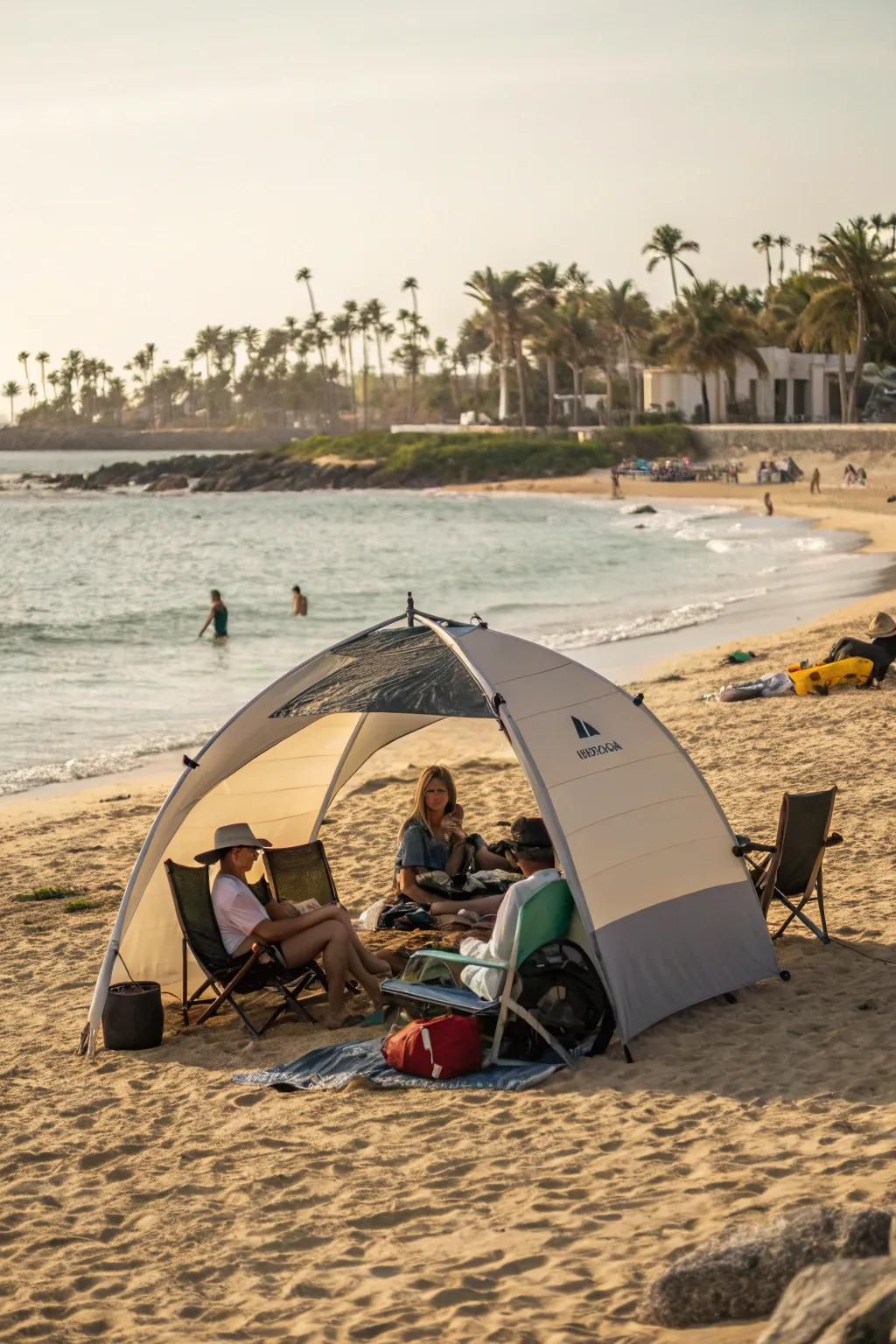 The umbrella-tent combo marries the convenience of an umbrella with the broad coverage of a tent.