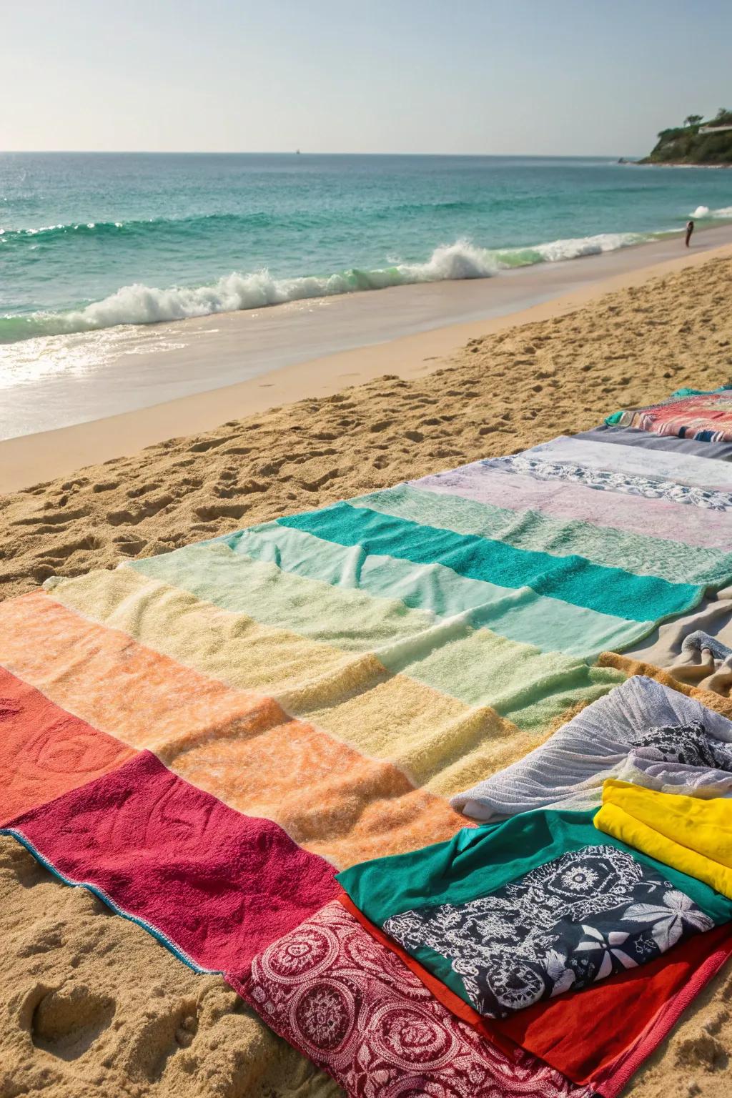 Delight in the beach with a large textile blanket that fits all users.