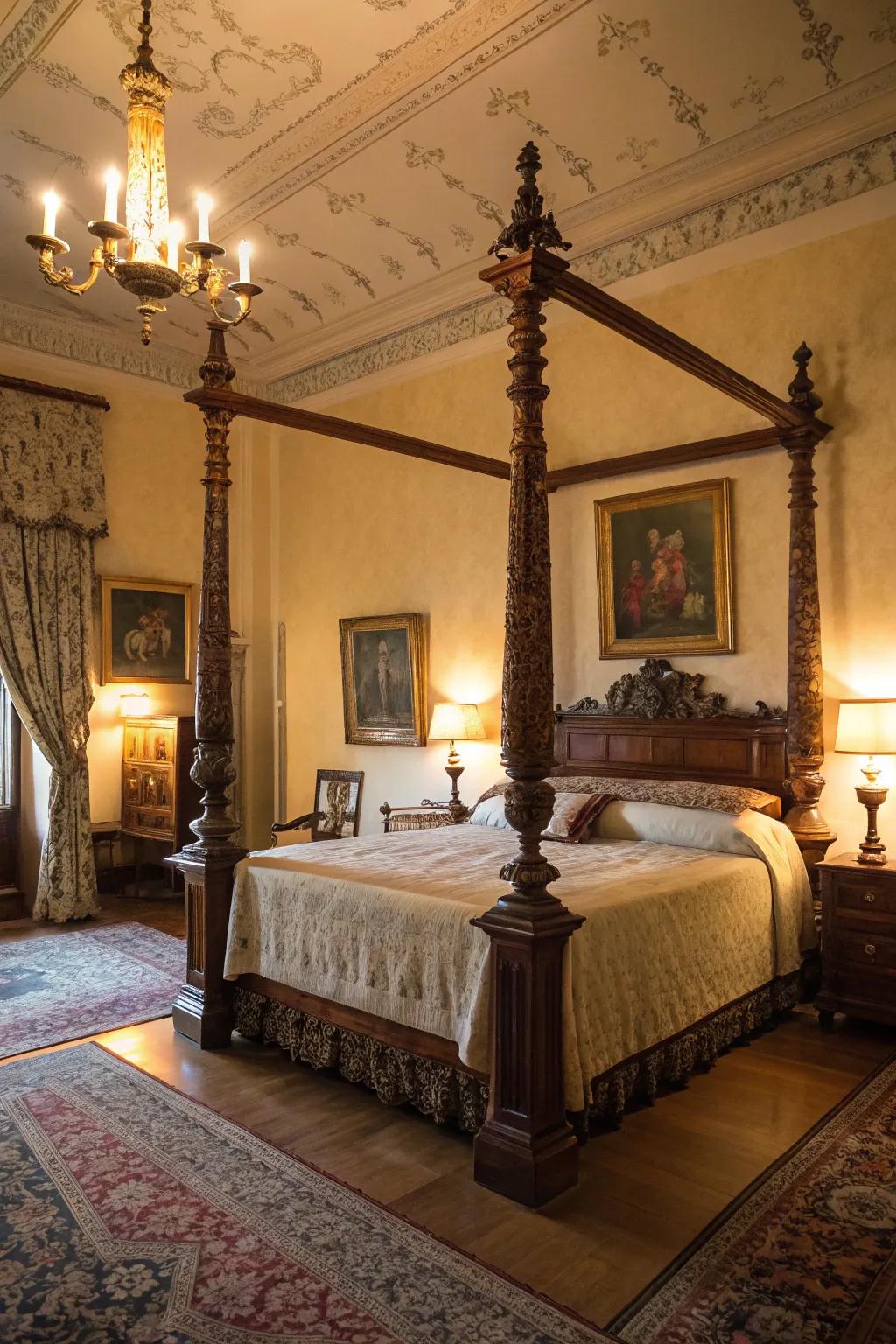 Classic bedposts add an ageless sophistication to any boudoir décor.