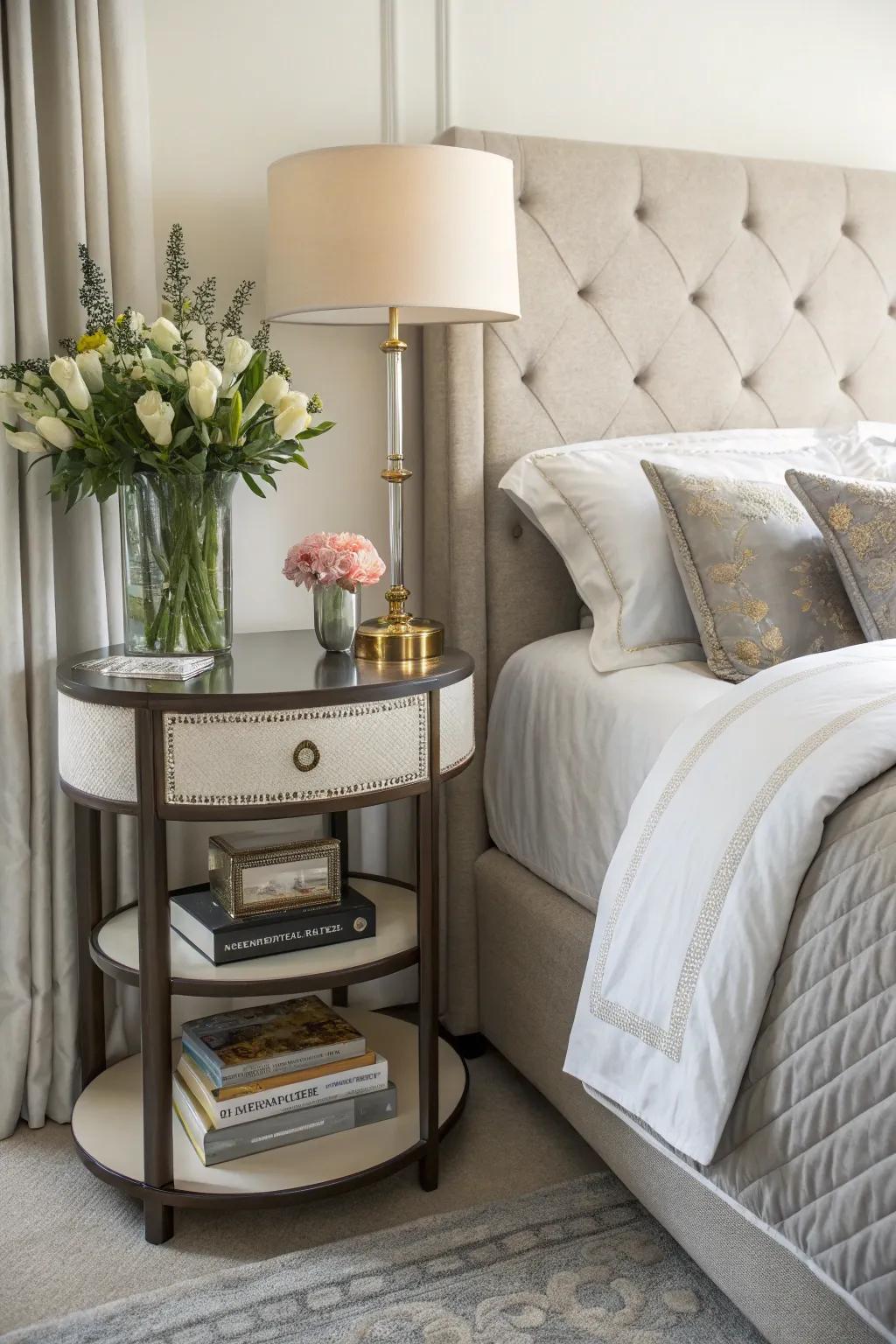 Chic side tables offer style and functionality.