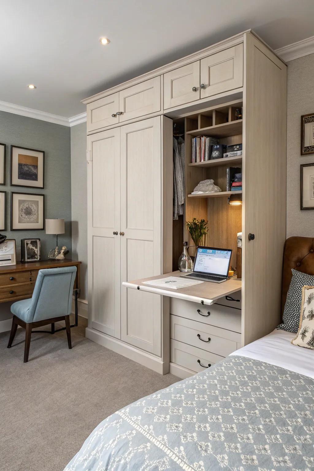Keep your workspace hidden with a fold-away desk.