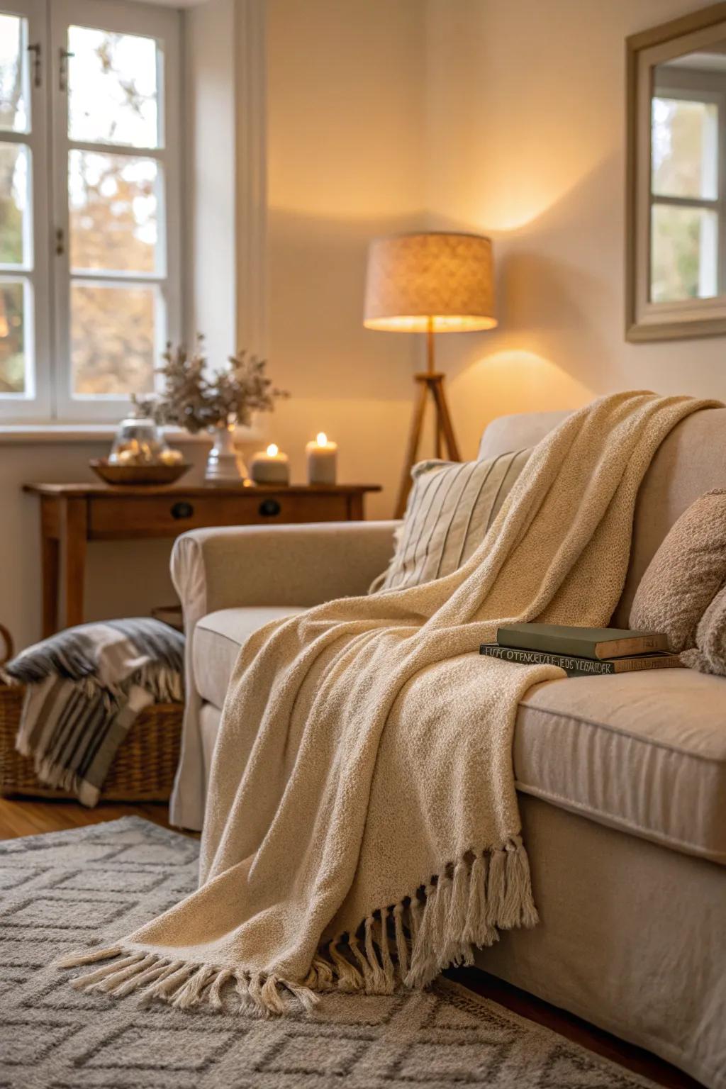 Throws bestow warmth and snugness.