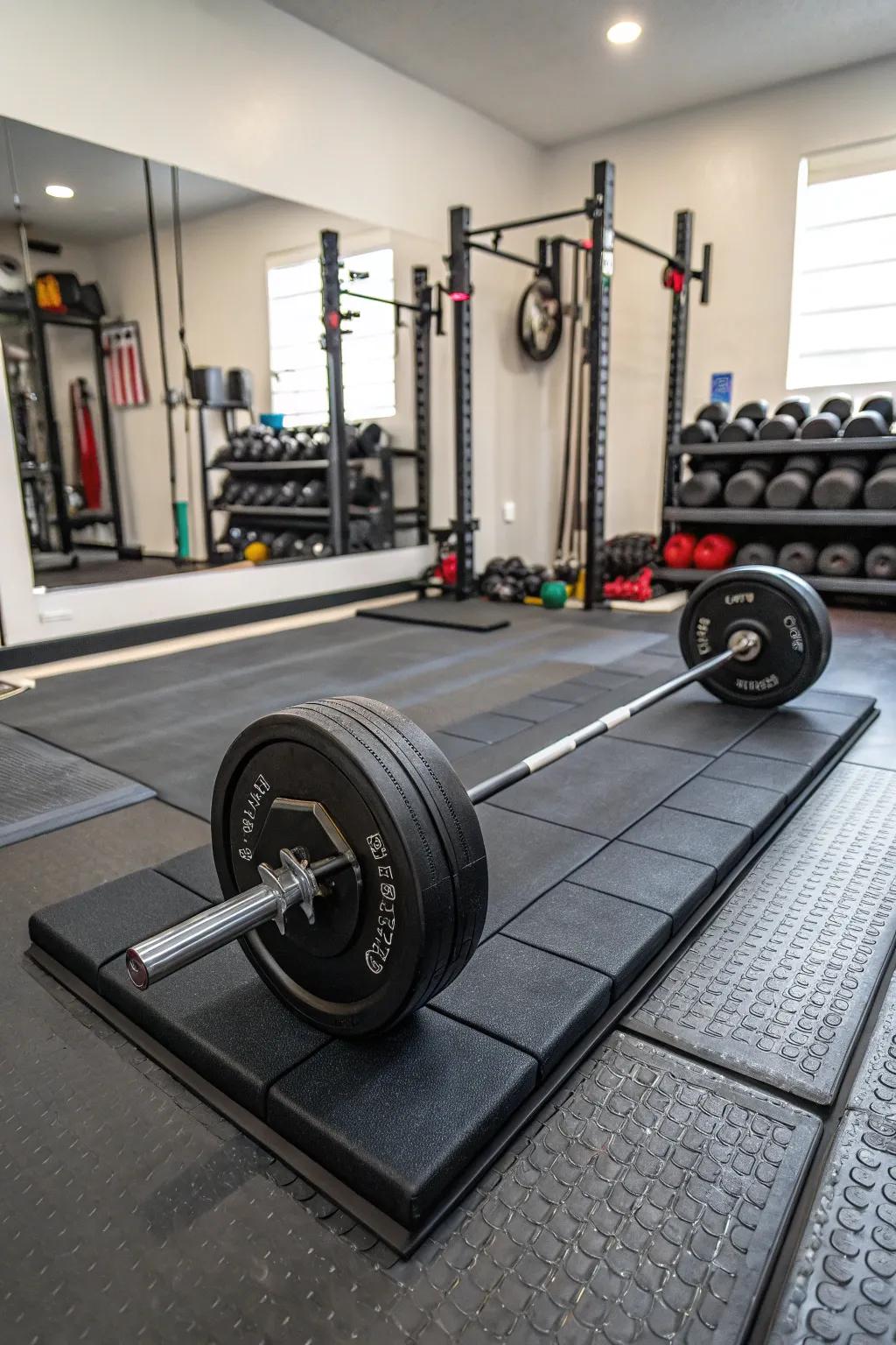 Weight training platforms assure stability and protection during intensive lifting.