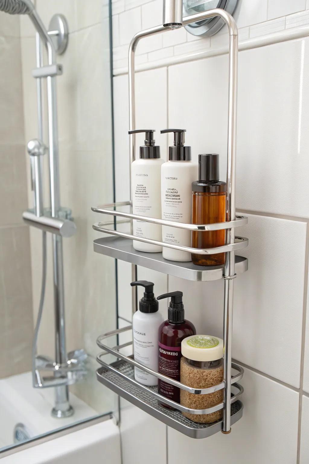 Customize your storage with an adjustable shower buddy.