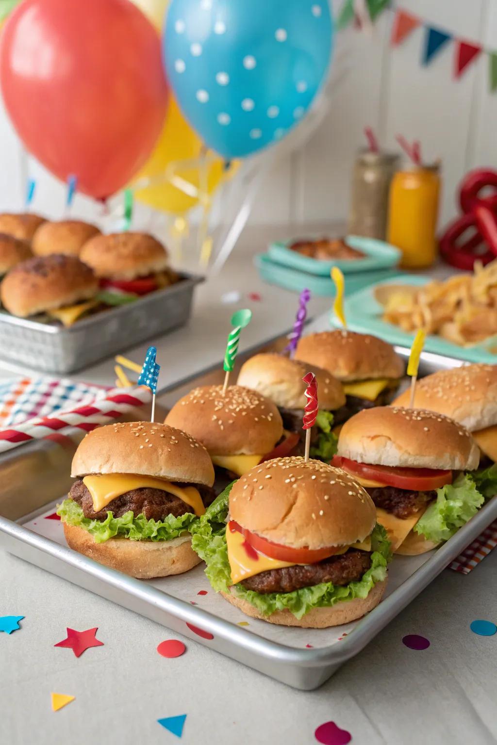 Mini burgers are great for sampling different flavors.