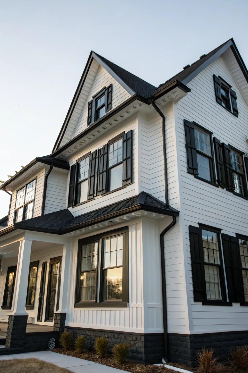 Contrasting ebony trims accentuate the architectural details of this home.