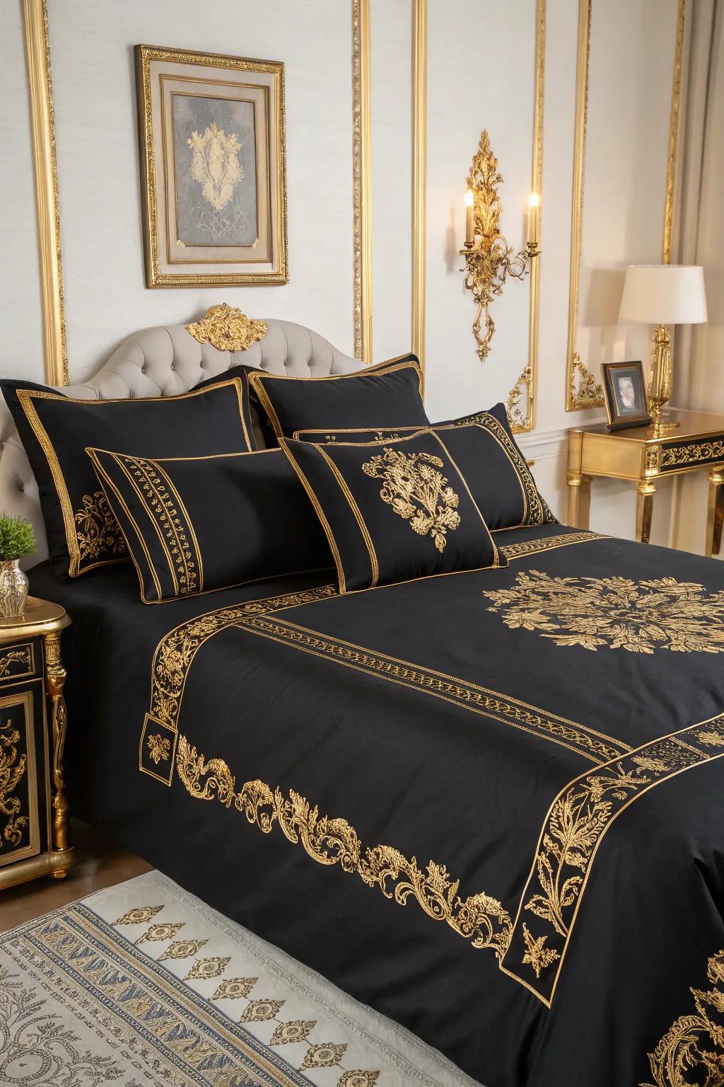 Adding glitz through the combination of black and gold.