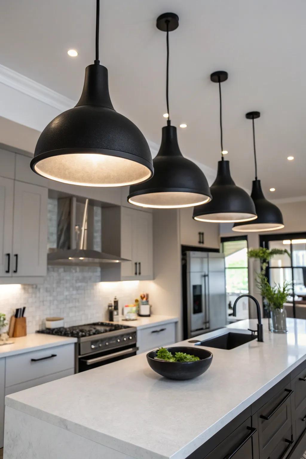 Satin onyx fixtures offer a subtle, sophisticated charm.