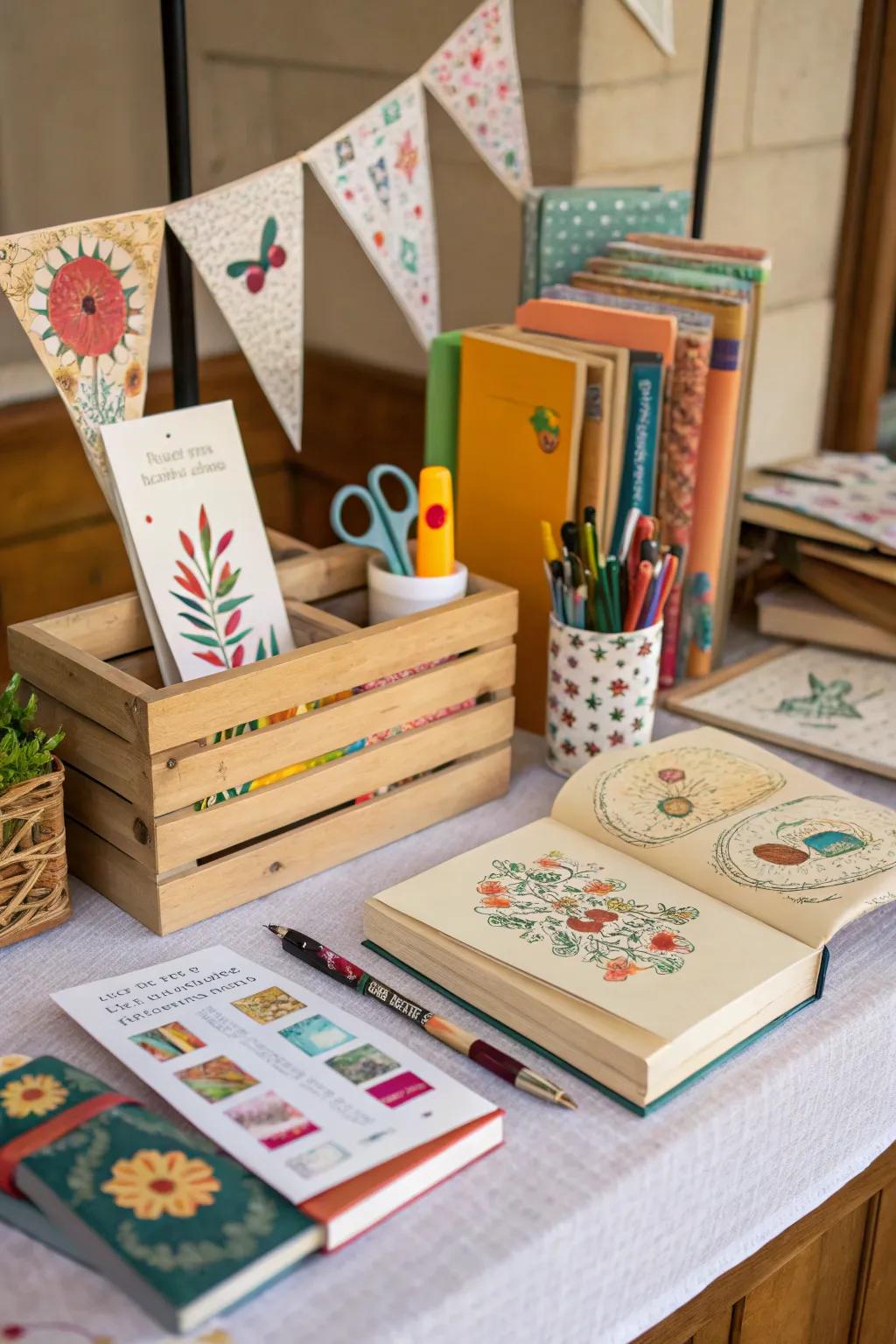 An activity center for making personalized bookmarks.