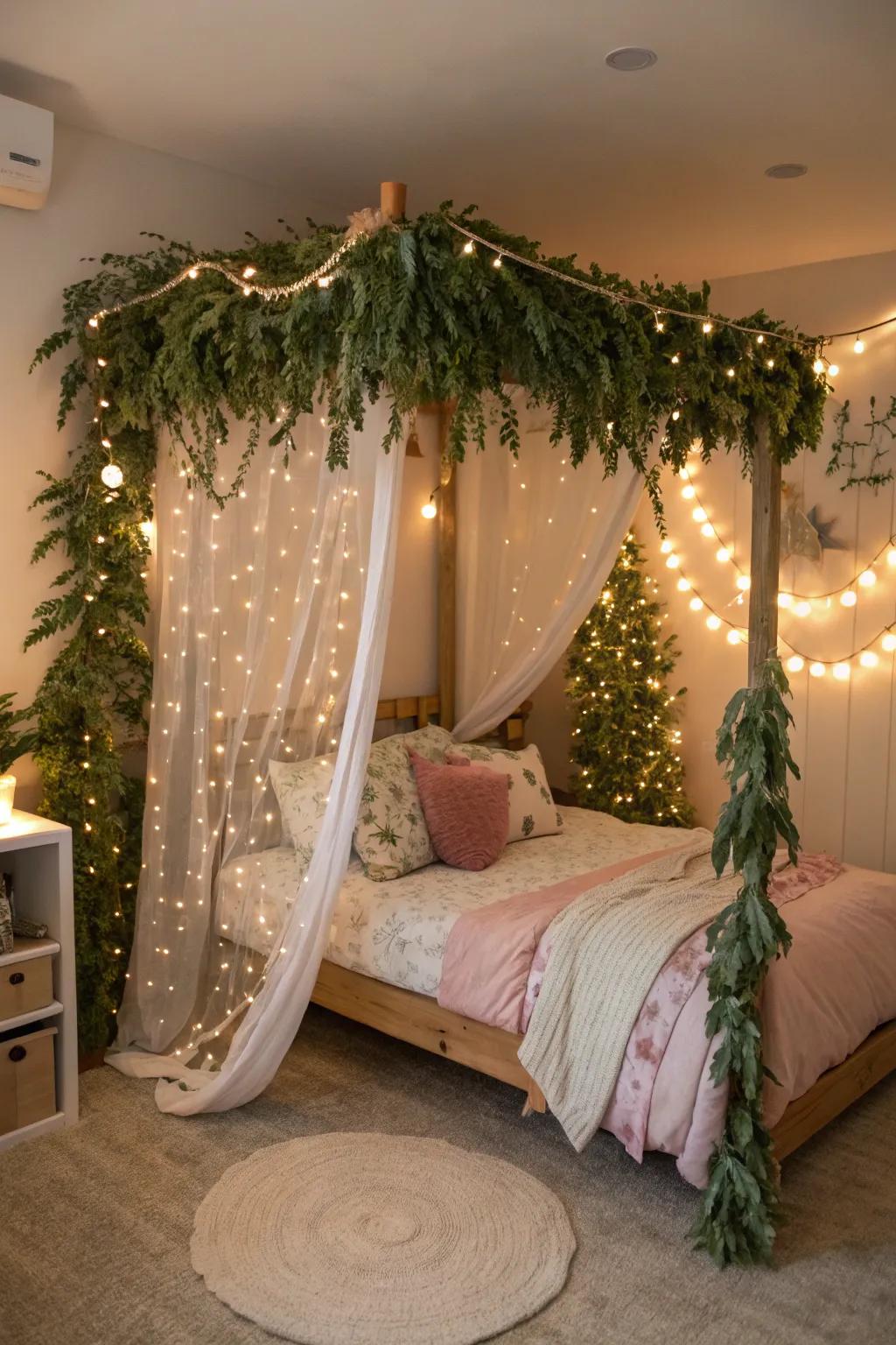 Journey into an enchanted woodland through this bewitching four-poster bed.