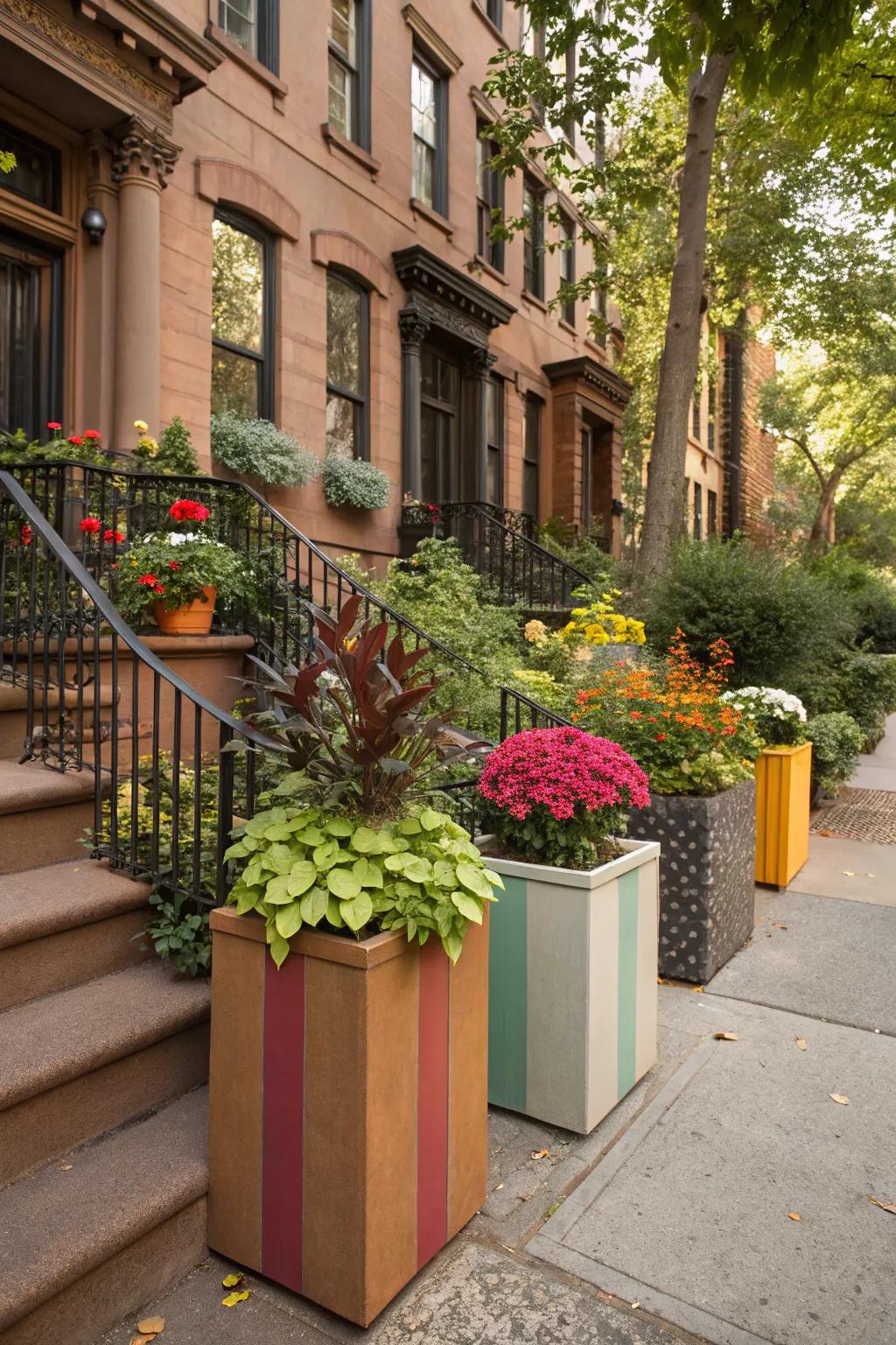 Decorative planters fill the backyard with personalized style and character.