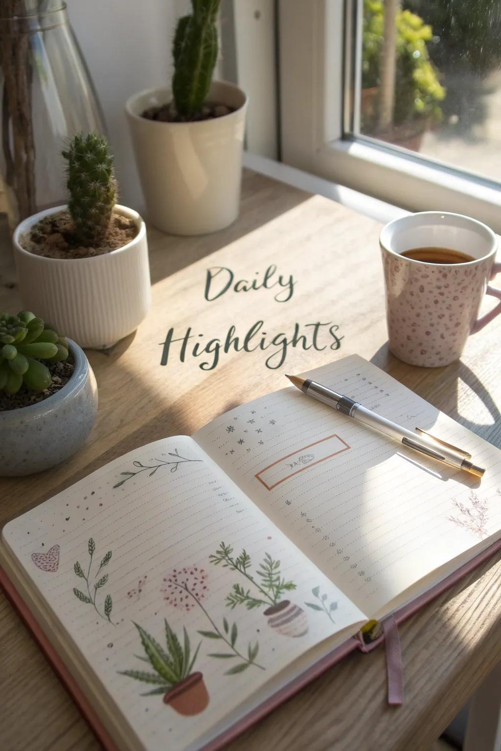 Capture the beauty of daily moments with your 'Daily Highlights' page. 🌿✨