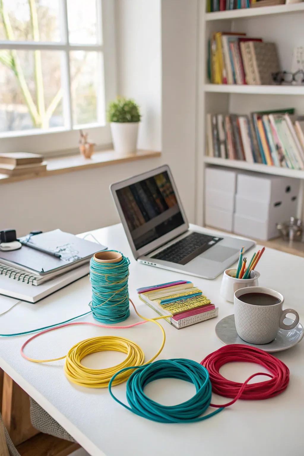 Cables wrapped in vibrant threads for effortless recognition.