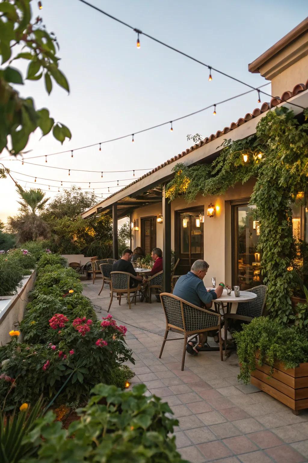 Outdoor seating delivers an energizing open-air cafe feel.