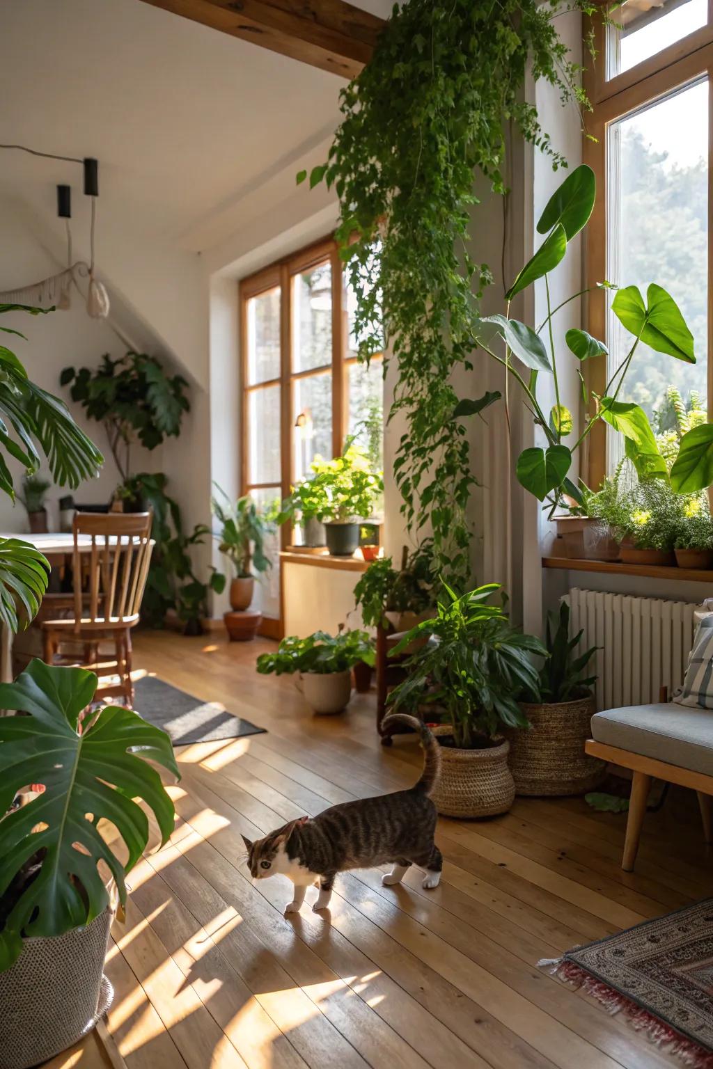 Nature-inspired d&eacute;cor fostering a symbiotic area.