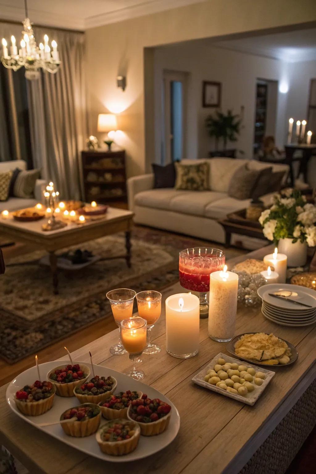 Candles offer a welcoming and intimate atmosphere.