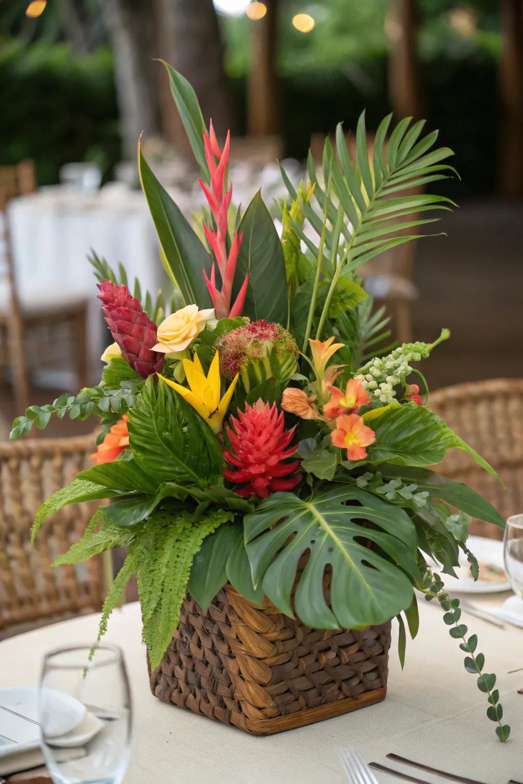 Exotic vegetation centerpiece showcasing vibrant colors.