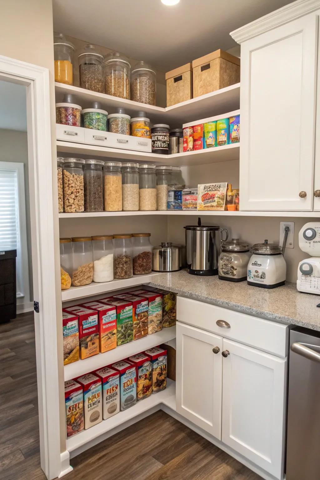 Creative use of area for an efficient cereal bar.